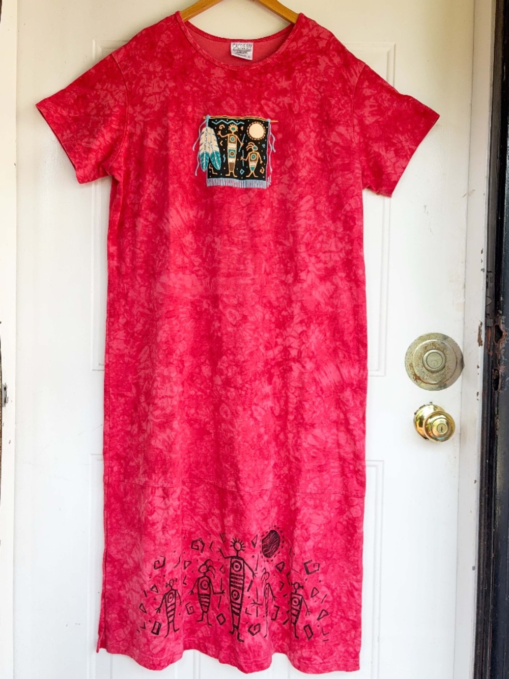 Cactus Bay Apparel Women’s L Red Tie Dye Southwest Graphic Maxi Dress USA